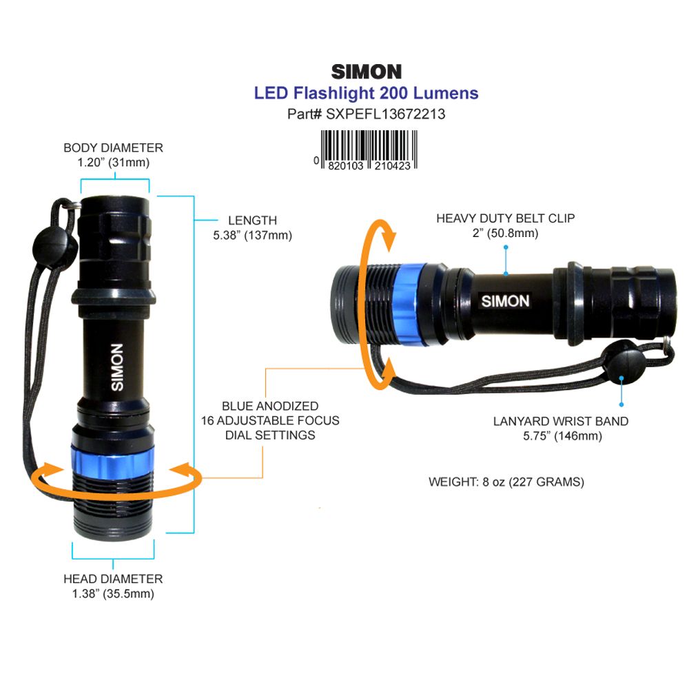 Simon Cree XPE LED Flashlight Diagram 2