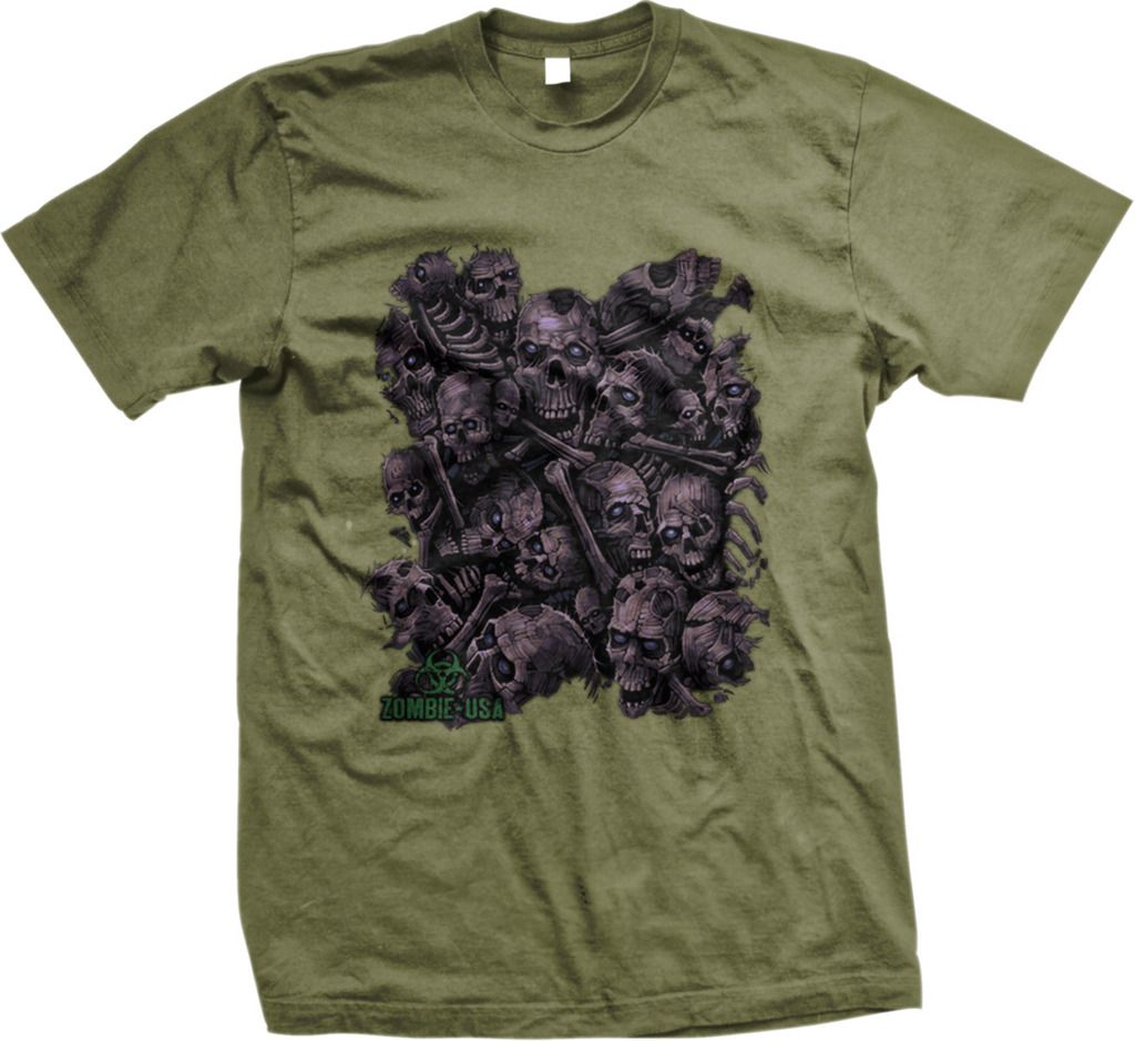 Zombie USA Heads Skulls Grim Corpse Evil Horror Scary Mens T-shirt
