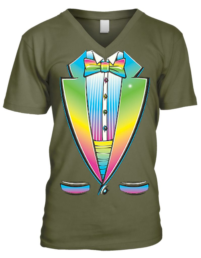 Neon Color Fancy Tux Tuxedo Classy Snazzy Formal Fancy Mens V Neck T Shirt Ebay 