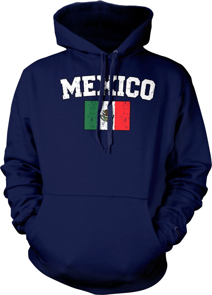Mexican Nationality Futbol Hoodie Pullover Mexico Soccer Flag Distressed