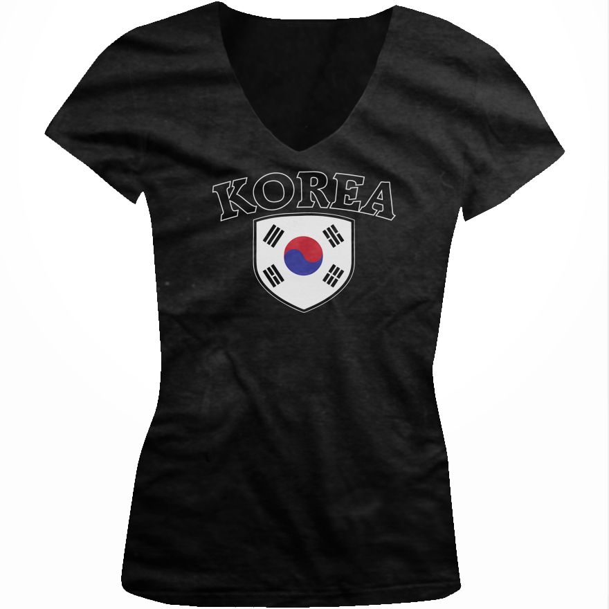 Korea Distressed Country Flag Korean Pride  Juniors T-shirt