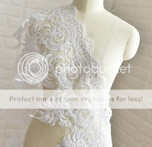 1 Yard 27cm Wide Embroidery Bridal Lace Trim Wedding Veil Dress