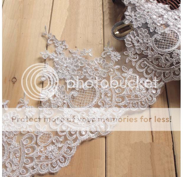 1 Yard 20cm Wide Embroidery Sequins Lace Trim For Wedding Veil